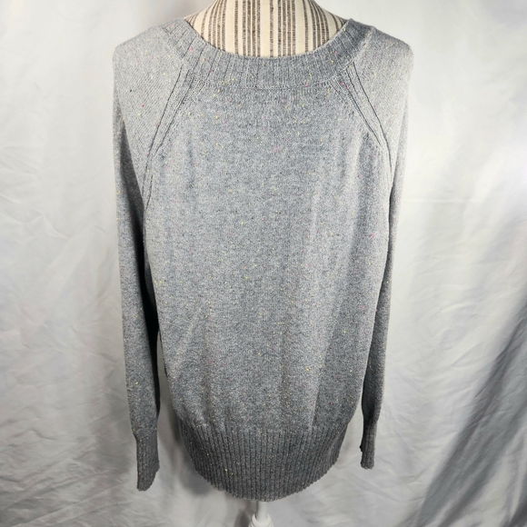 Old Navy Grey w/Speckled V Neck Cotton Blend Long Sleeve Sweater Size Medium - Picture 5 of 8